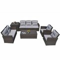 Homeroots HomeRoots 372323 6 Piece Brown Patio Conversation Set with Cushions & Storage Boxes; 118.56 x 31.59 x 14.82 in. 372323